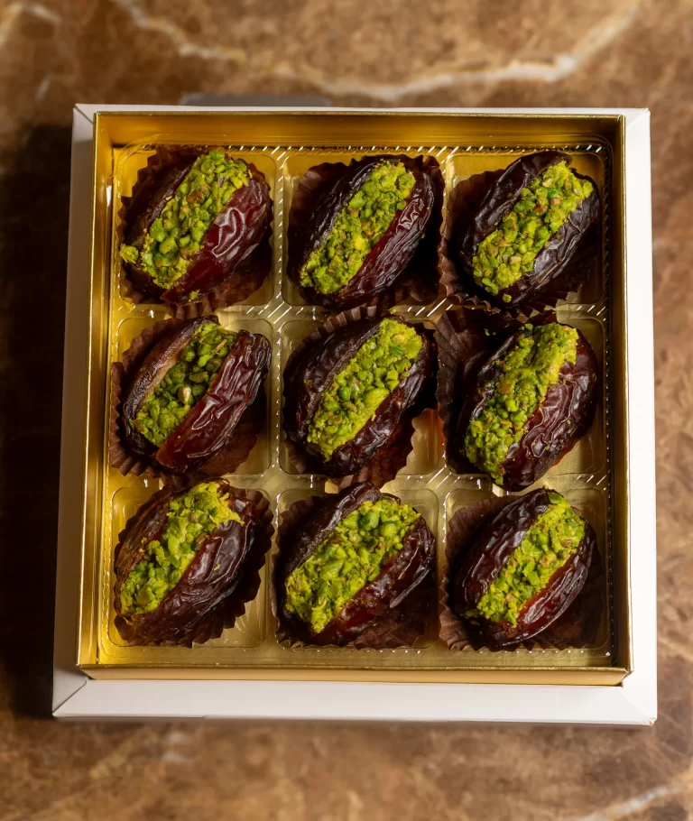 Pistachio Cream and Kadayif Filled Dates